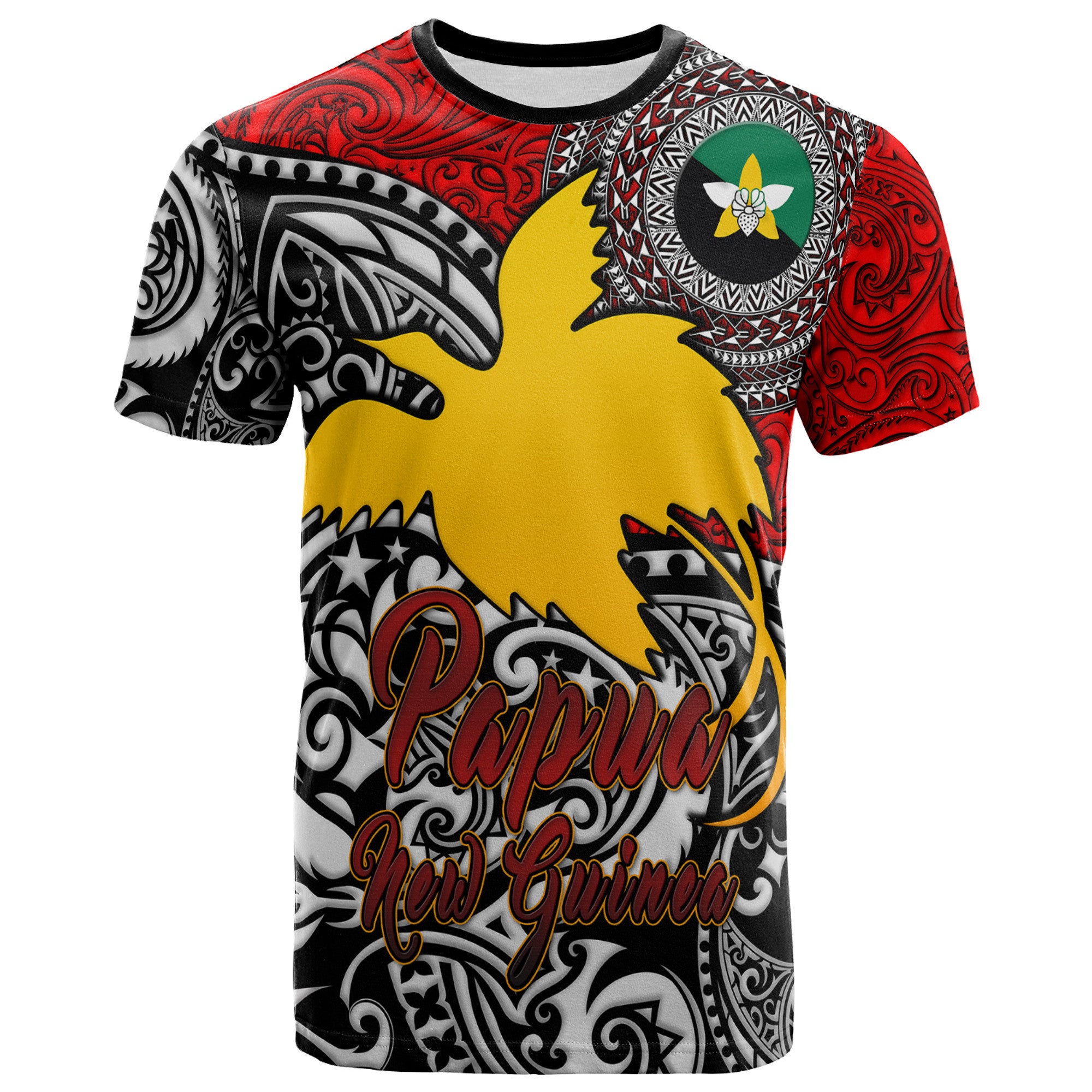 Papua New Guinea T shirt Custom Enga Of Papua New Guinea With Polynesian Patterns T shirt Red - Polynesian Pride