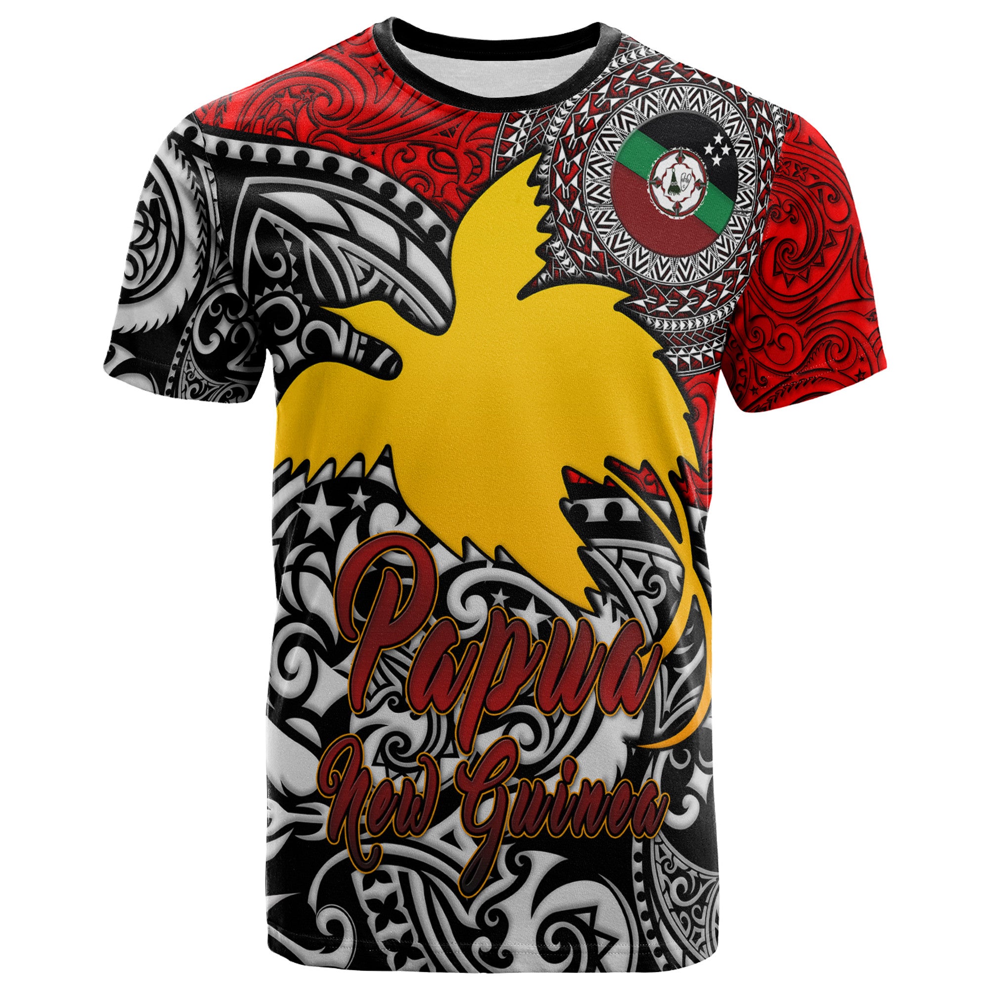 Papua New Guinea T shirt Custom East New Britain Of Papua New Guinea With Polynesian Patterns T shirt Red - Polynesian Pride