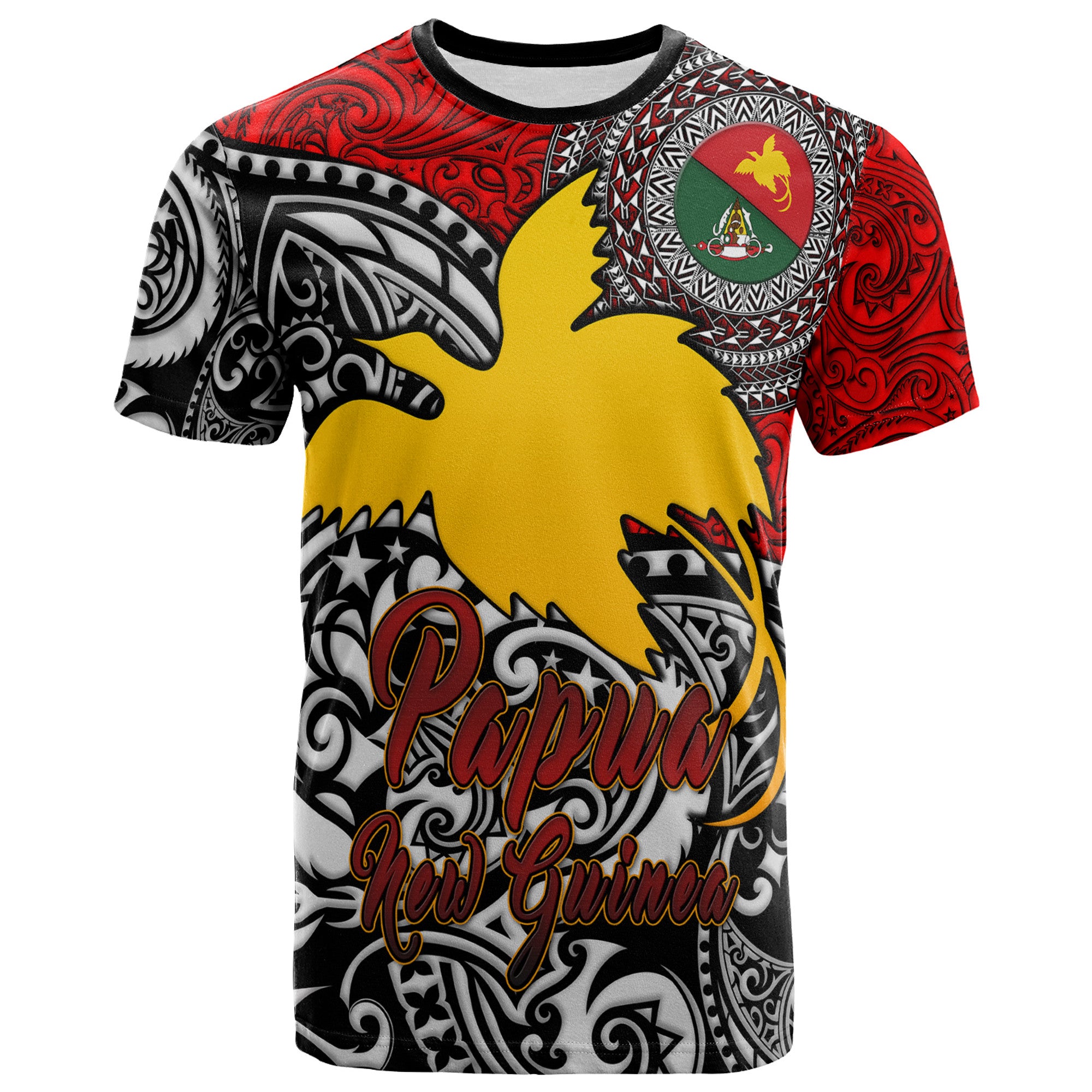 Papua New Guinea T shirt Custom East Sepik Of Papua New Guinea With Polynesian Patterns T shirt Red - Polynesian Pride