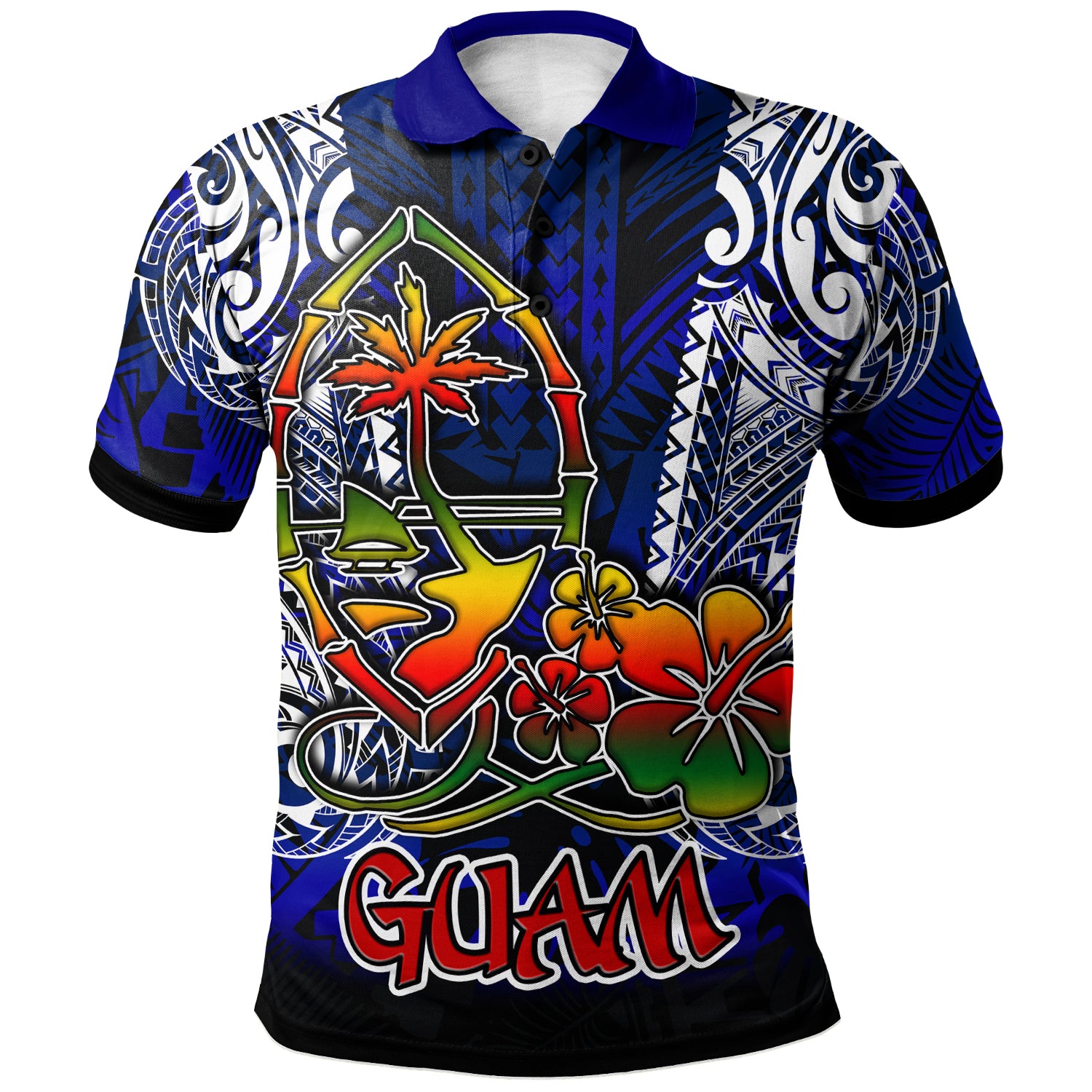 Guam Polo Shirt Custom Guahan Independence Day With Polynesian Tattoo Patterns LT10 Blue - Polynesian Pride