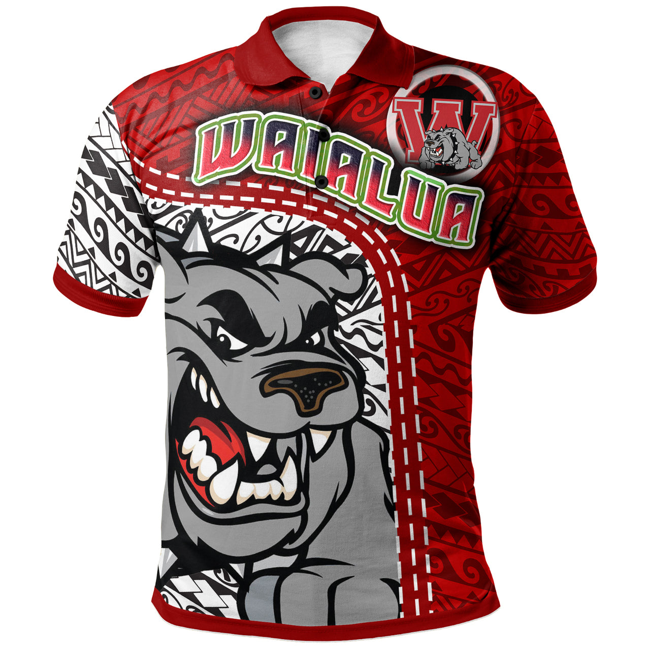 Hawaii Waialua High and Intermediate School Custom Polo Shirt Waialua High School Polynesian Pattern LT10 Red - Polynesian Pride