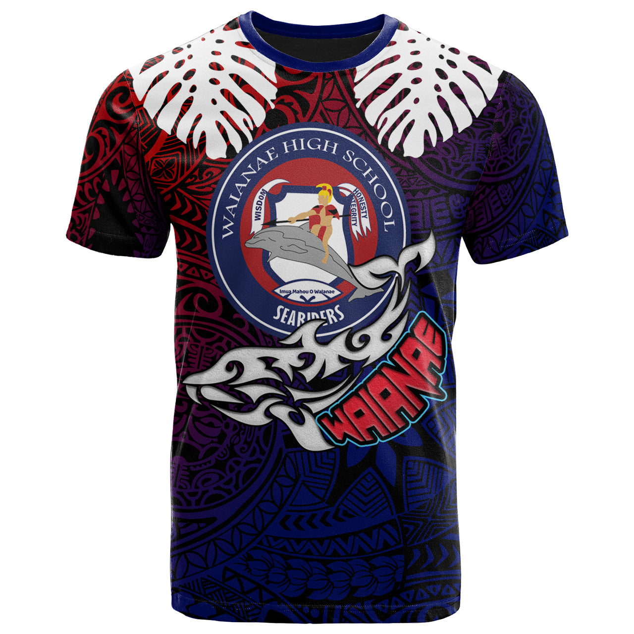 Hawaii Waianae High School Custom T Shirt Waianae High School Polynesian Pattern LT10 Blue - Polynesian Pride