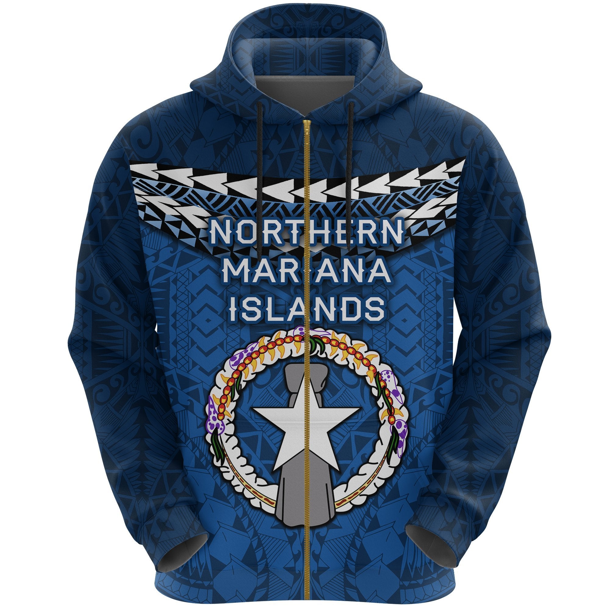 Northern Mariana Islands Polynesian Zip Hoodie Vibes Version Unisex Blue - Polynesian Pride