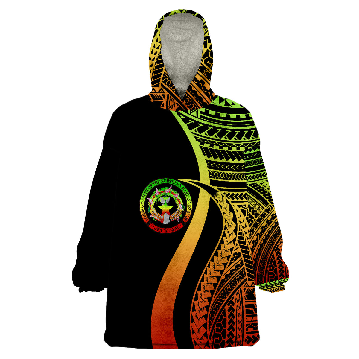 Northern Mariana Islands Reggae Tentacle Tribal Pattern Wearable Blanket Hoodie LT9 Unisex One Size - Polynesian Pride