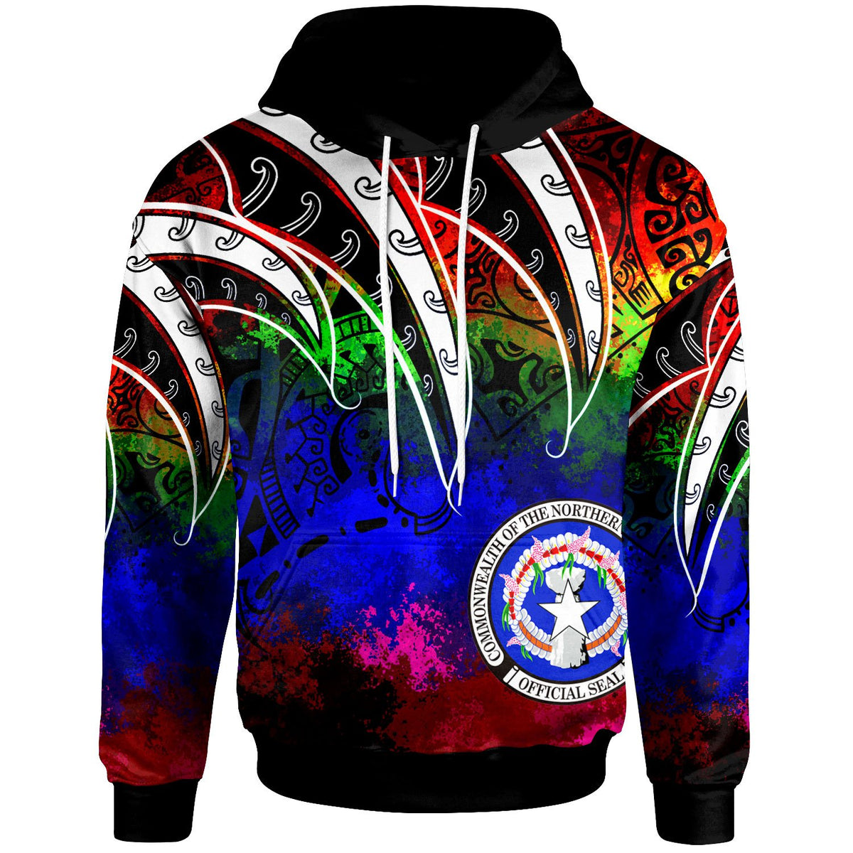 Northern Mariana Islands Hoodie Tropical Leaf Rainbow Color Unisex Rainbow - Polynesian Pride