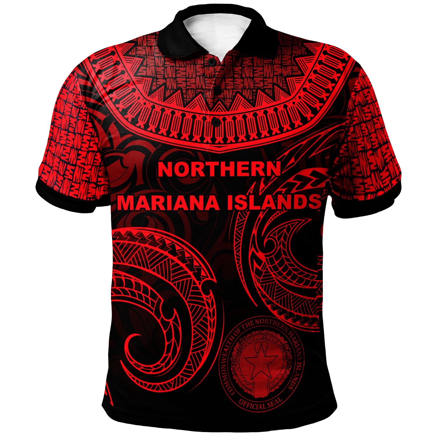 Northern Mariana Islands Polo Shirt Unique Serrated Texture Red Unisex Red - Polynesian Pride