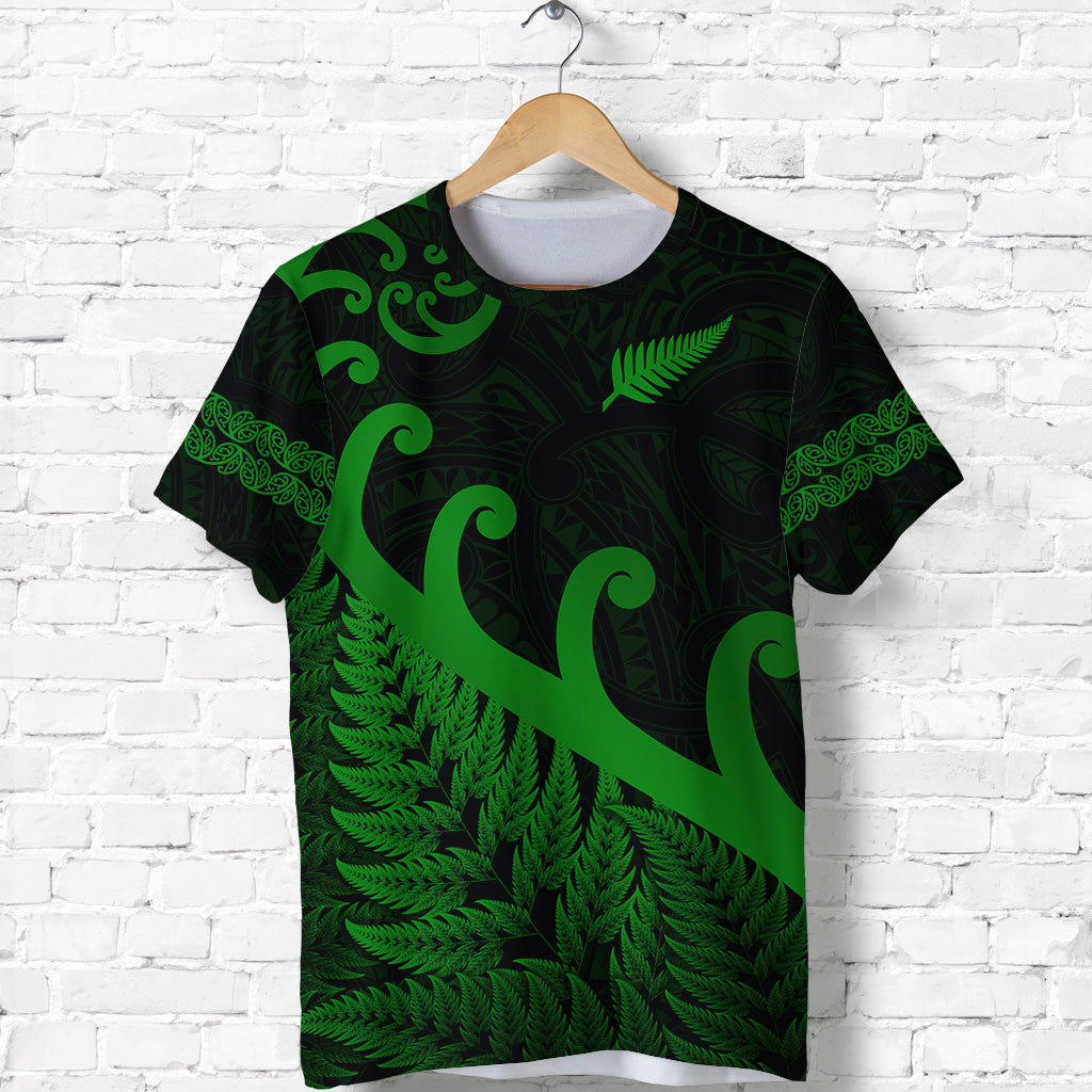 Custom New Zealand Rugby Maori T Shirt Silver Fern Koru Vibes Green LT8 - Polynesian Pride