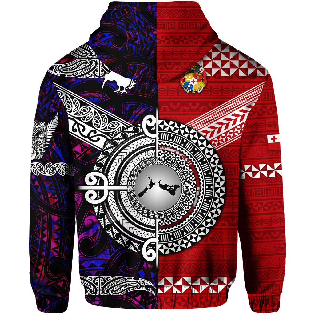 New Zealand Tonga Hoodie Maori and Polynesian Together Purple LT8 - Polynesian Pride