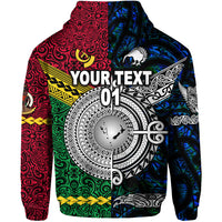 Custom Vanuatu New Zealand Zip Hoodie Together Blue, Custom Text and Number LT8 - Polynesian Pride