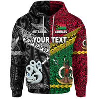 Custom Vanuatu New Zealand Hoodie Together Black LT8 - Polynesian Pride