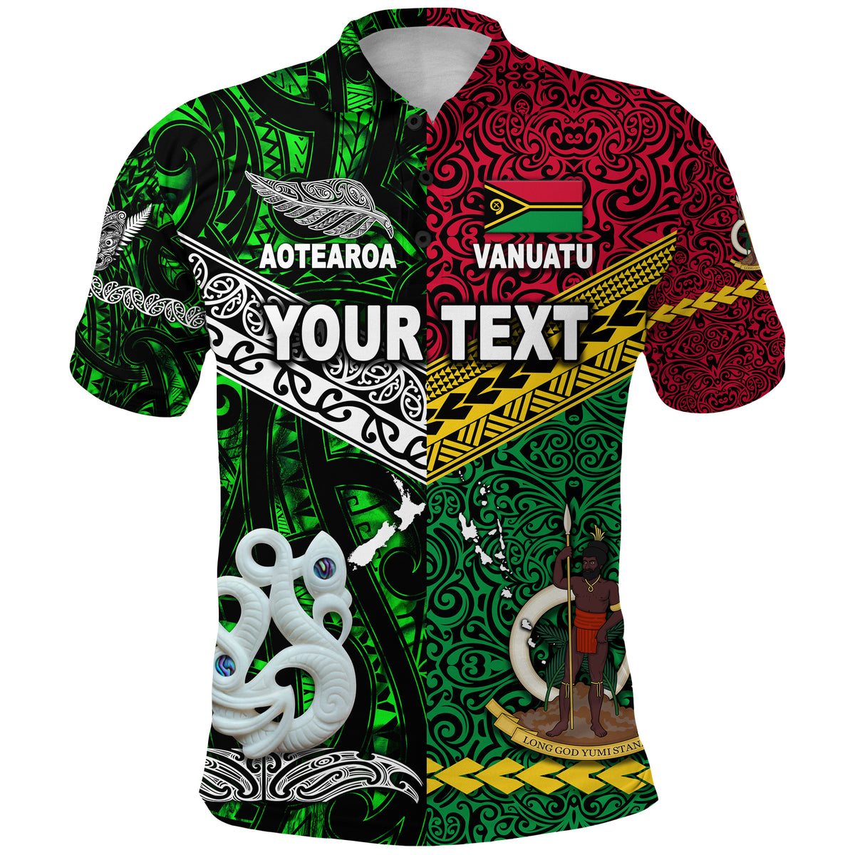 Custom Vanuatu New Zealand Polo Shirt Together Green LT8 - Polynesian Pride