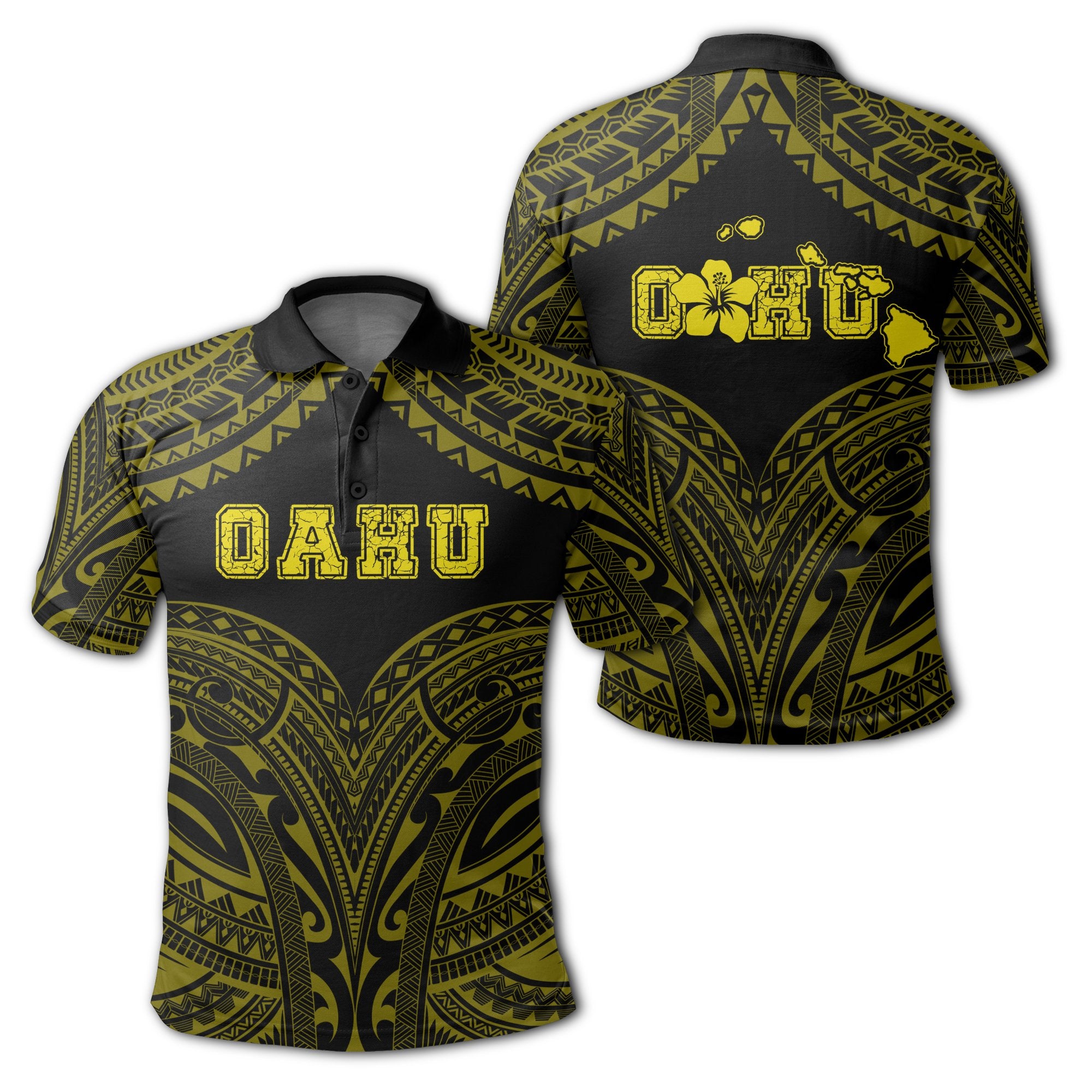 Hawaiian Kanaka Map Polynesian Oahu Polo Shirt Yellow Brad Style Unisex Yellow - Polynesian Pride