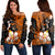 Hawaii - Black Noon Hibiscus Women's Off Shoulder Sweatshirt AH Black - Polynesian Pride