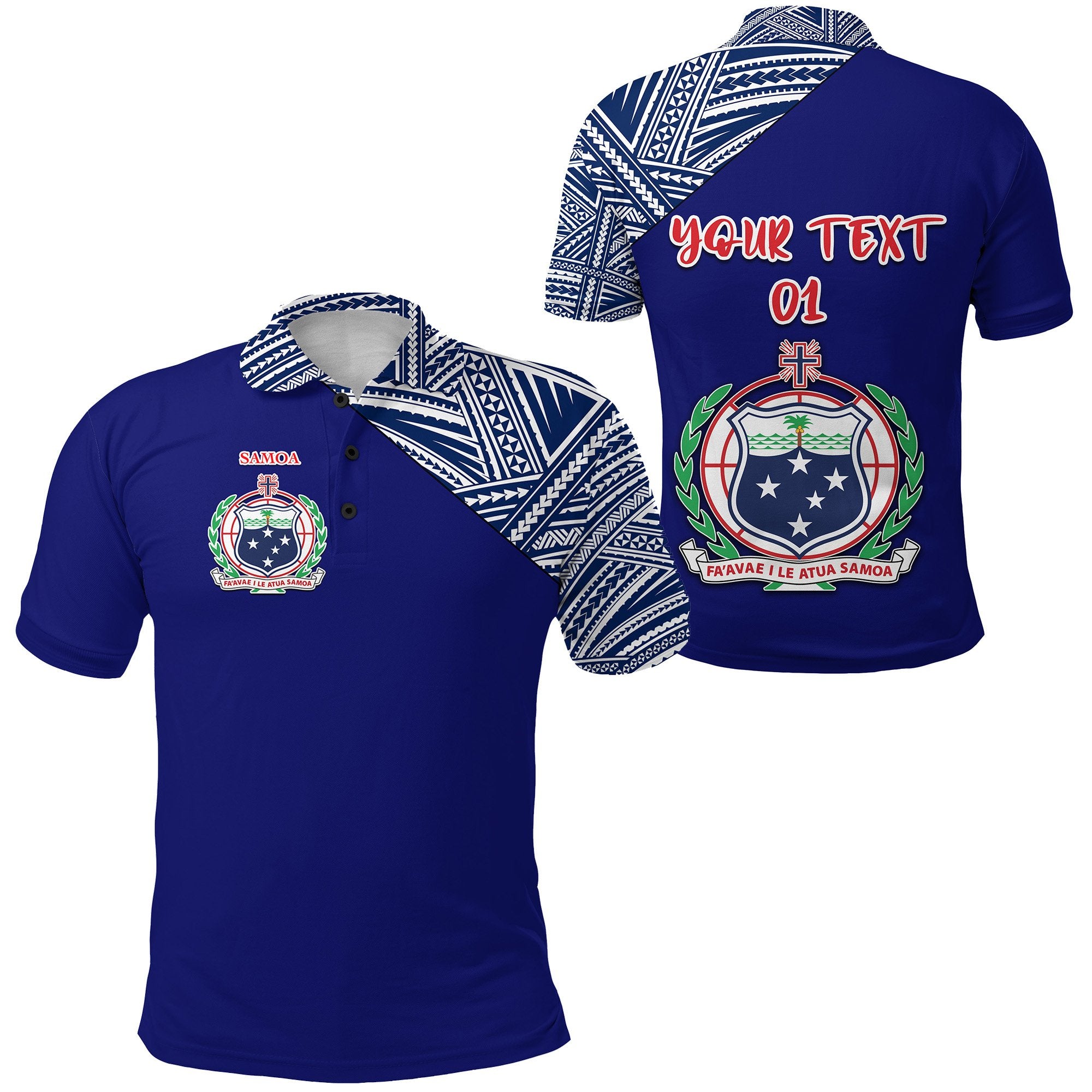 Custom Manu Samoa Rugby Polo Shirt Original Style, Custom Text and Number Unisex Blue - Polynesian Pride