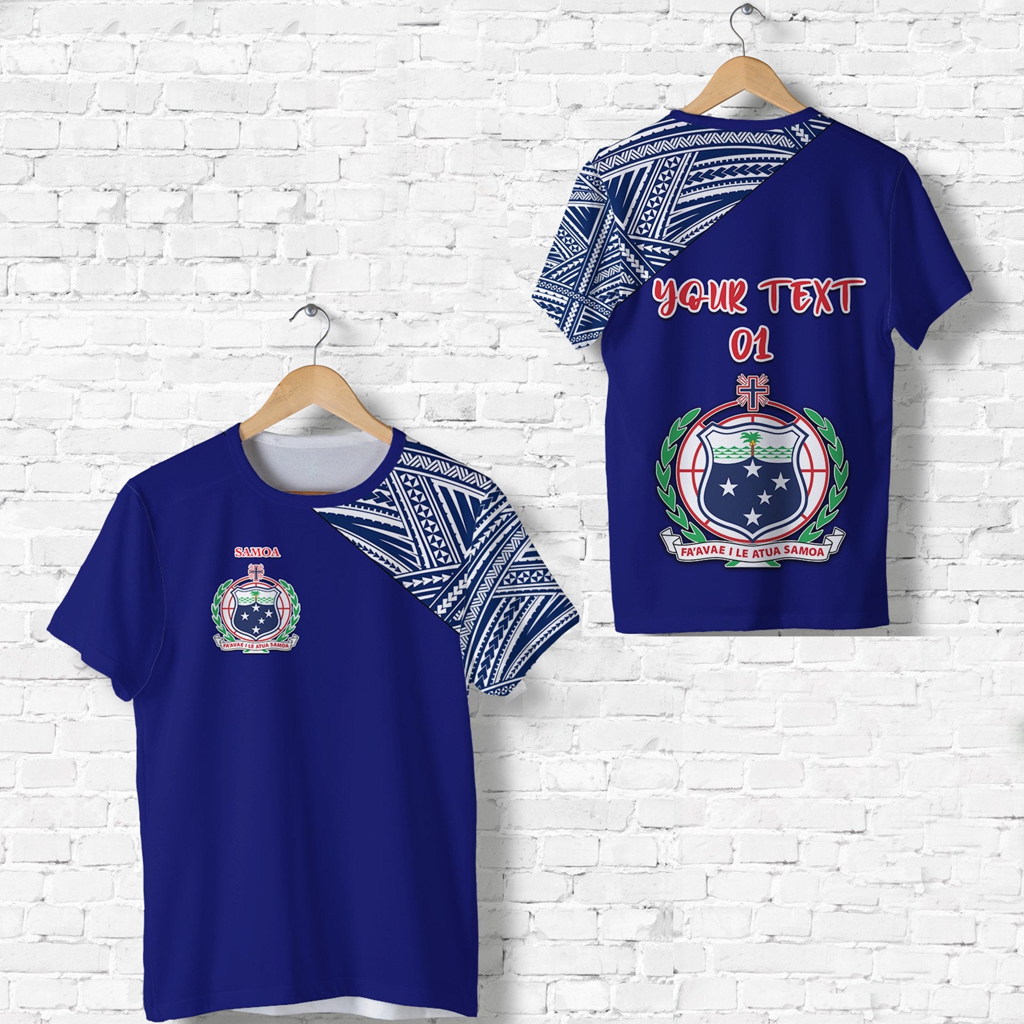 Custom Manu Samoa Rugby T Shirt Original Style, Custom Text and Number Unisex Blue - Polynesian Pride