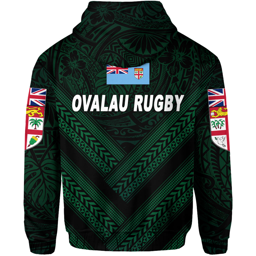 Fiji Ovalau Rugby Zip Hoodie Dark Green Style LT8 - Polynesian Pride