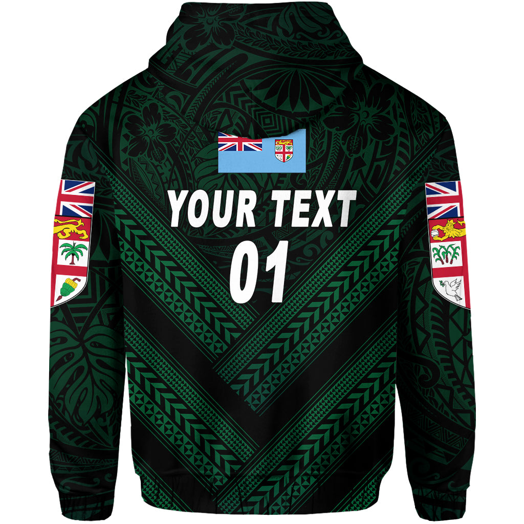 Custom Fiji Ovalau Rugby Hoodie Dark Green Style, Custom Text and Number LT8 - Polynesian Pride