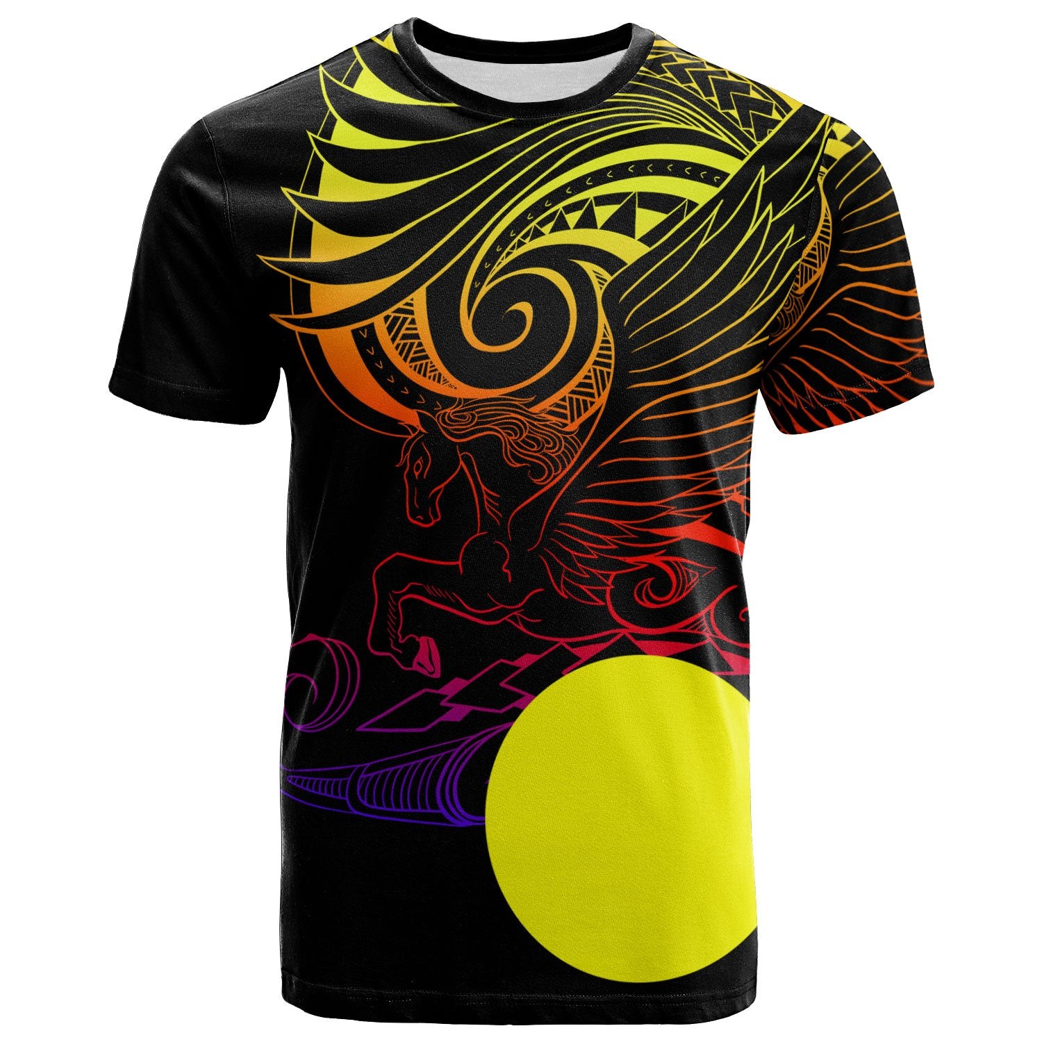 Palau T Shirt Pegasus Gradient Colorful Style Unisex Black - Polynesian Pride