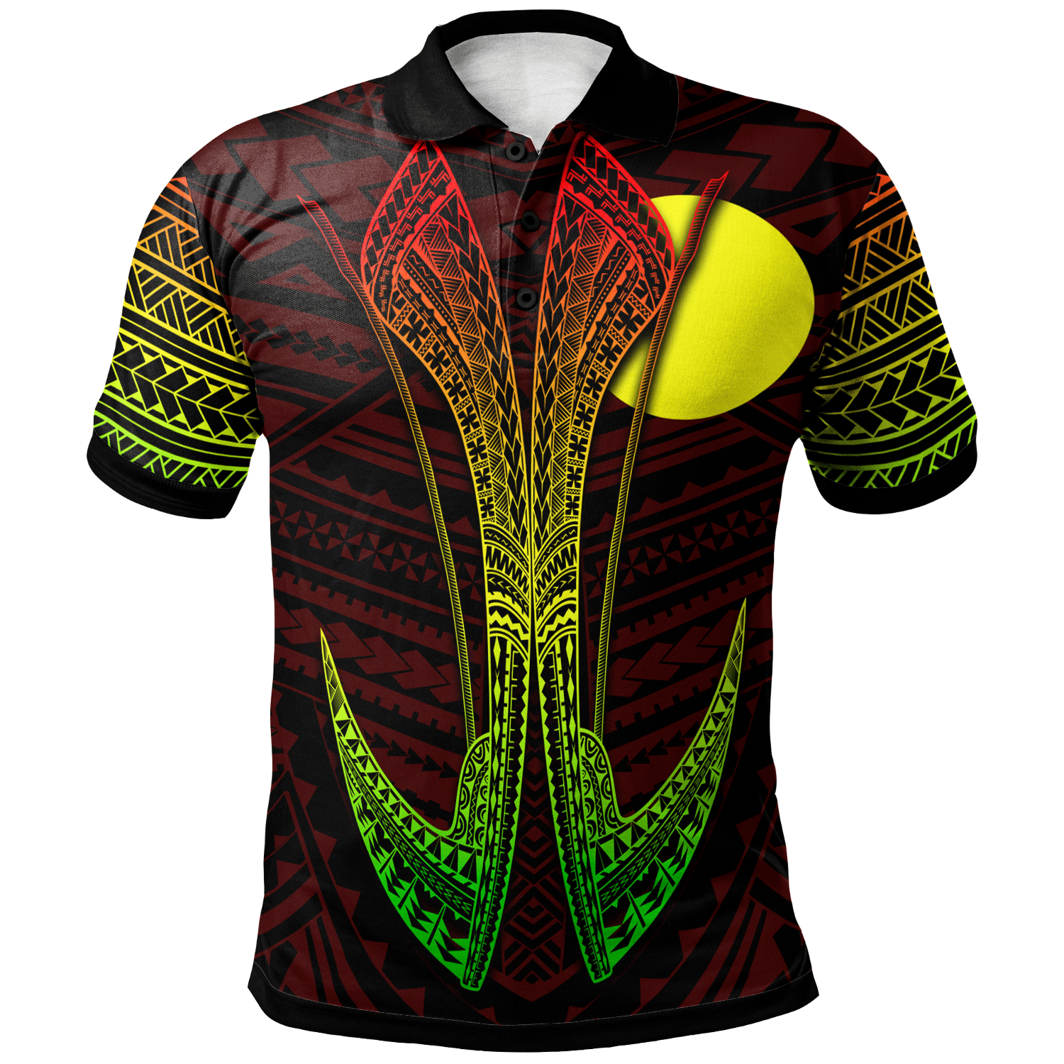 Palau Custom Polo Shirt Fish Hook Ver2 Unisex Red - Polynesian Pride