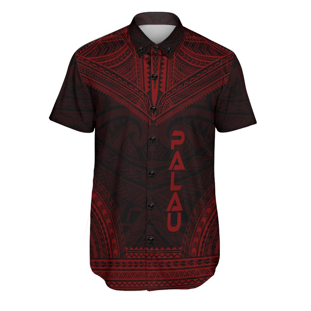 Palau Polynesian Chief Shirt - Red Version Men Red - Polynesian Pride