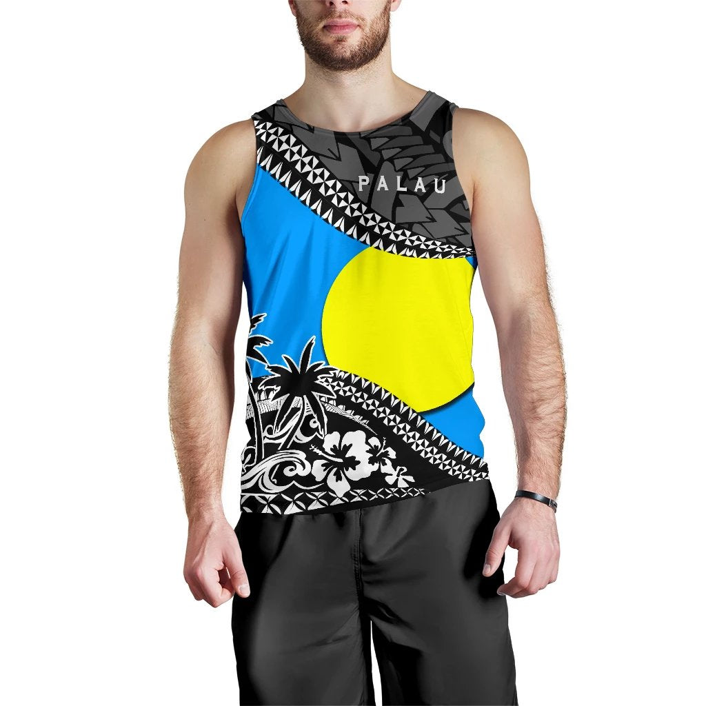 Palau Men Tank Top Fall In The Wave K9 Blue - Polynesian Pride