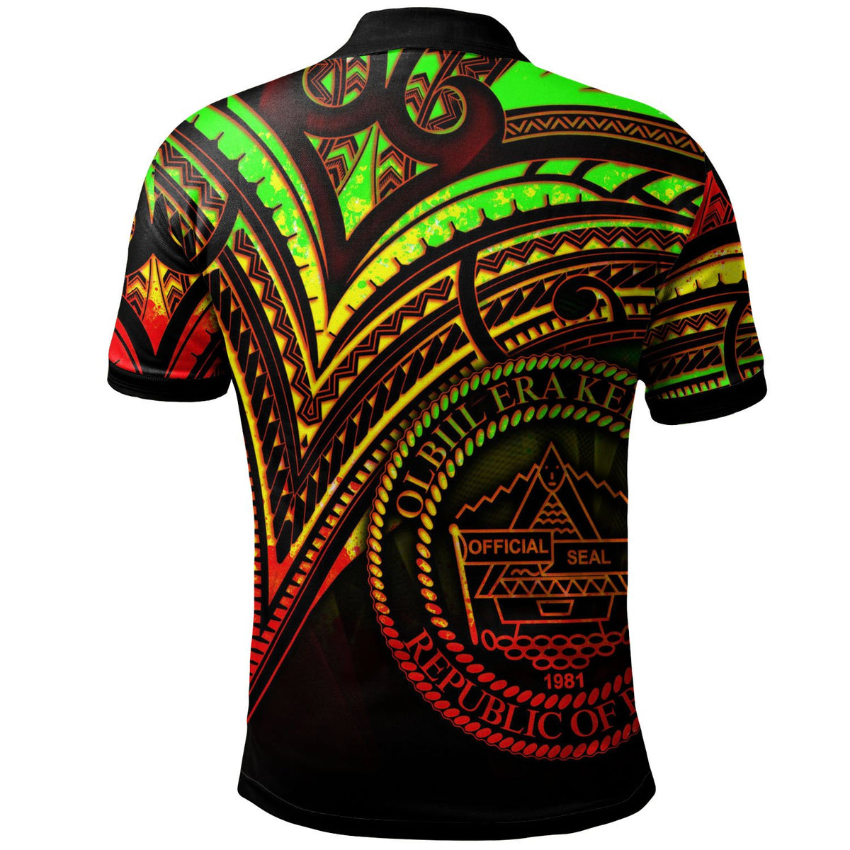 Palau Polo Shirt Reggae Color Cross Style - Polynesian Pride