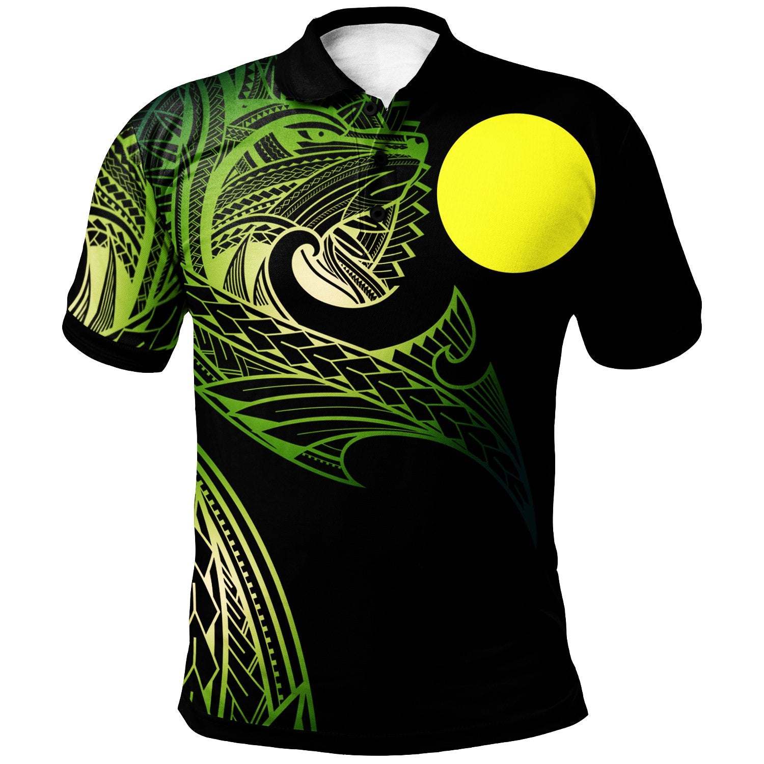 Palau Polo Shirt Leader Wolf Is You Gradient Color Unisex Green - Polynesian Pride
