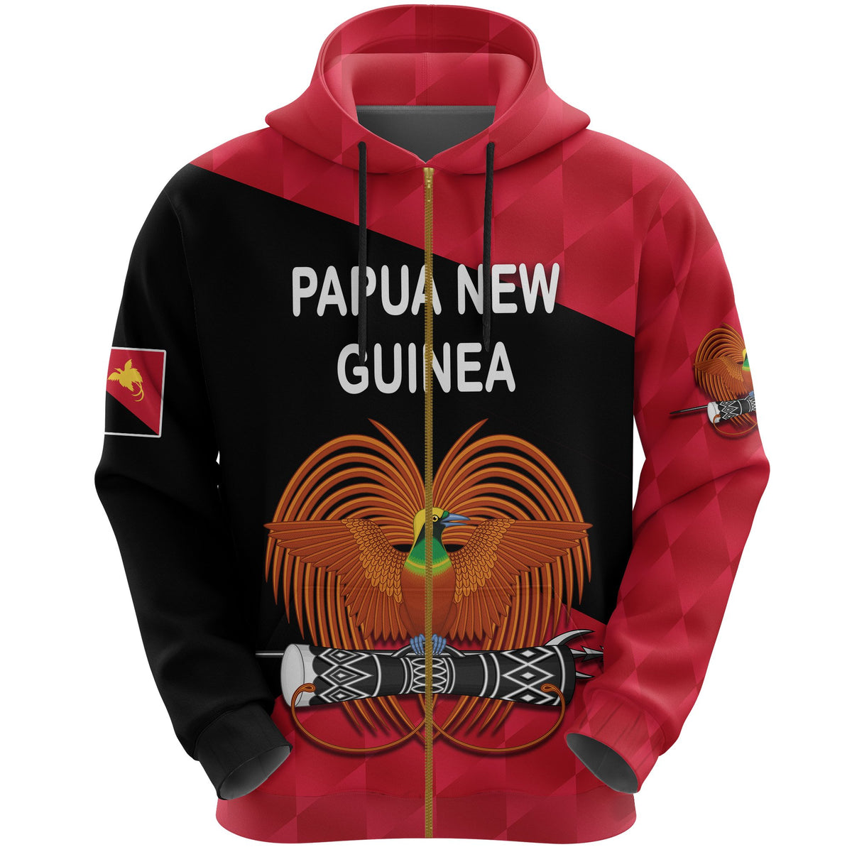 Papua New Guinea Rugby Zip Hoodie Unisex Red - Polynesian Pride