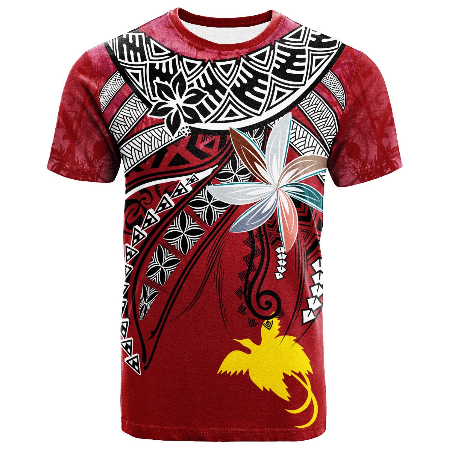 Papua New Guinea T Shirt Fanciful Forest Red Color Unisex Red - Polynesian Pride