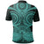 Polynesian Tattoo Print Polo Shirt Turquoise 2 - Polynesian Pride