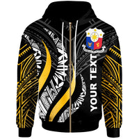 Philippines Custom Zip up Hoodie Philippine Strong Fire Pattern Gold Unisex Gold - Polynesian Pride