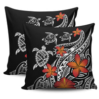 Hawaiian Map Turtle Swim Plumeria Polynesian Pillow Covers - Polynesian Pride