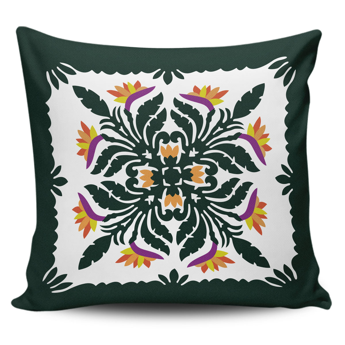 Hawaiian Quilt Paradise Flowers Pillow Covers - AH One Size 18"x18 Green - Polynesian Pride