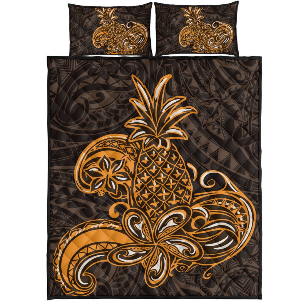 Hawaii Quilt Bed Set - Tribe Pineapple Quilt Bed Set - AH Brown - Polynesian Pride