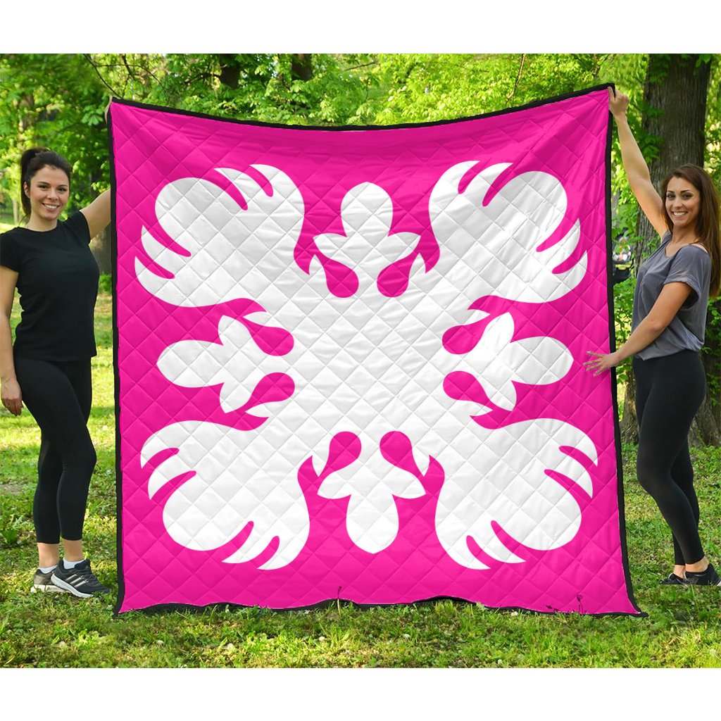 Hawaii Royal Pattern Premium Quilt - Pink - O2 Style - AH Pink - Polynesian Pride