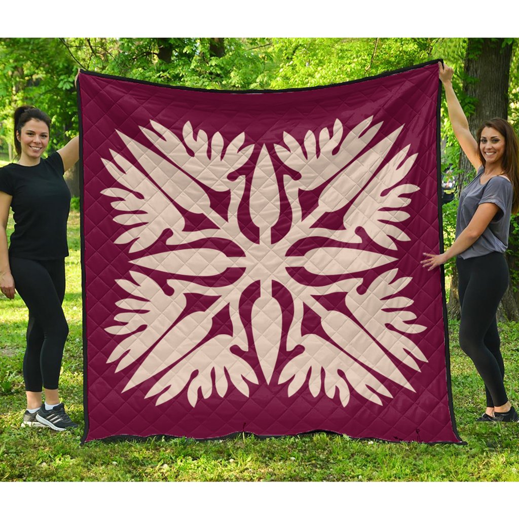 Hawaiian Royal Pattern Premium Quilt - Pink - A3 Style - AH Pink - Polynesian Pride