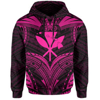 Polynesian Kanaka Shark Turtle Manta Ray Map of Hawaii Hoodie Pink - Polynesian Pride