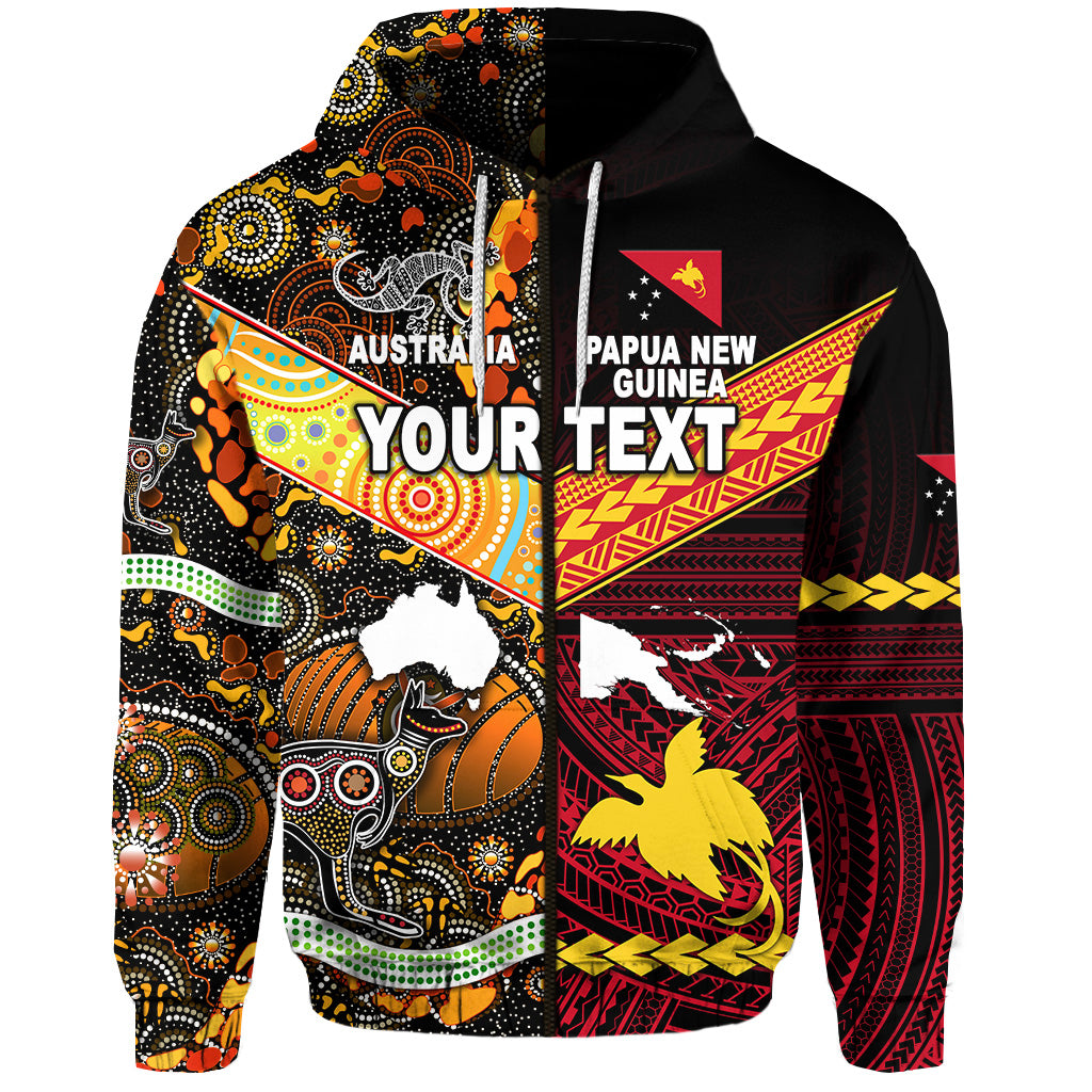Custom Papua New Guinea Australia Aboriginal Zip Hoodie Together LT8 - Polynesian Pride