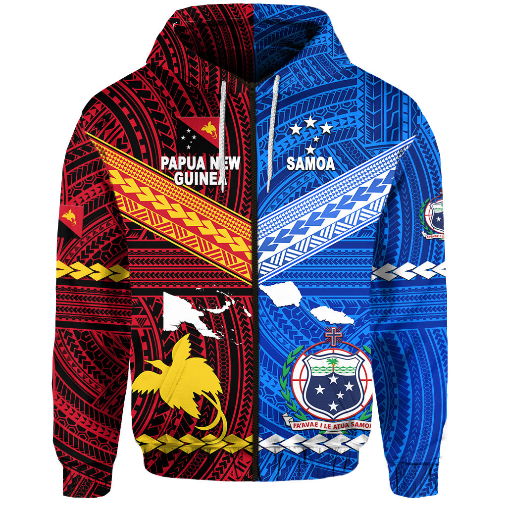 Papua New Guinea Samoa Together Zip Hoodie LT8 - Polynesian Pride