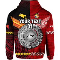 Custom Papua New Guinea Tonga Hoodie Polynesian Together Red, Custom Text and Number LT8 - Polynesian Pride