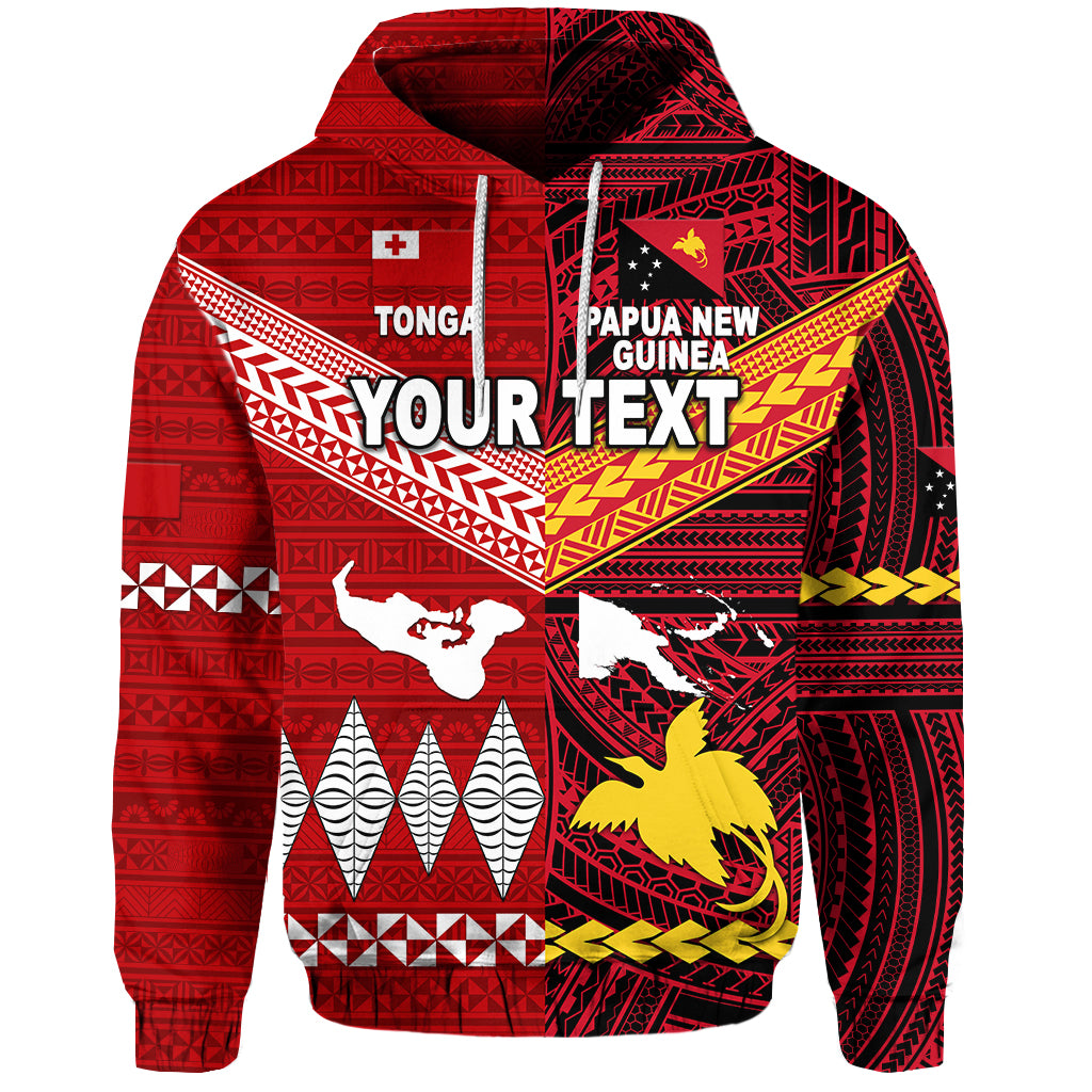 Custom Papua New Guinea Tonga Hoodie Polynesian Together Bright Red LT8 - Polynesian Pride