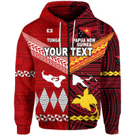 Custom Papua New Guinea Tonga Zip Hoodie Polynesian Together Bright Red LT8 - Polynesian Pride