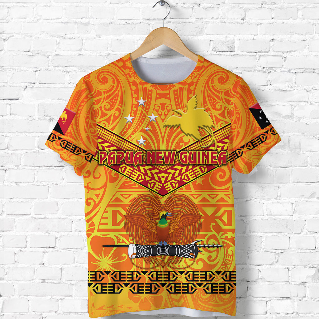 Custom Papua New Guinea Kumuls T Shirt Simple Style Yellow Vibes LT8 - Polynesian Pride