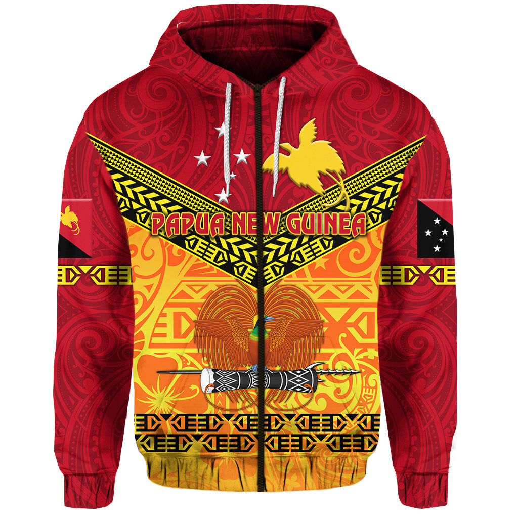 Custom Papua New Guinea Kumuls Zip Hoodie Simple Style Red Vibes LT8 - Polynesian Pride