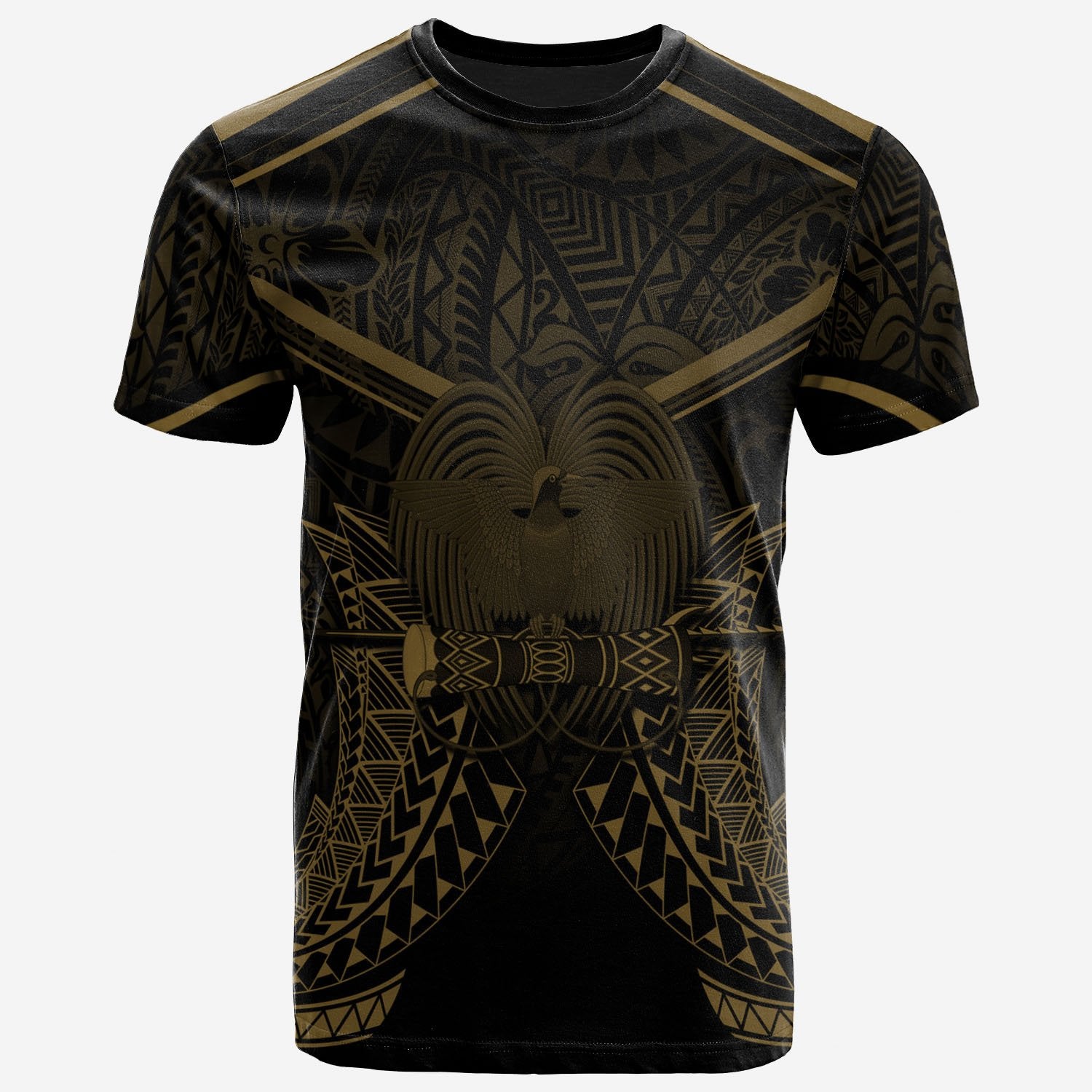 Papua New Guinea T Shirt Papua New Guinea Seal With Gold Line Style Unisex Black - Polynesian Pride