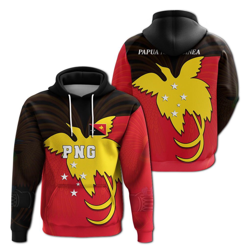 Papua New Guinea All Over Hoodie PNG Bird of Paradise Hoodie Unisex Black - Polynesian Pride