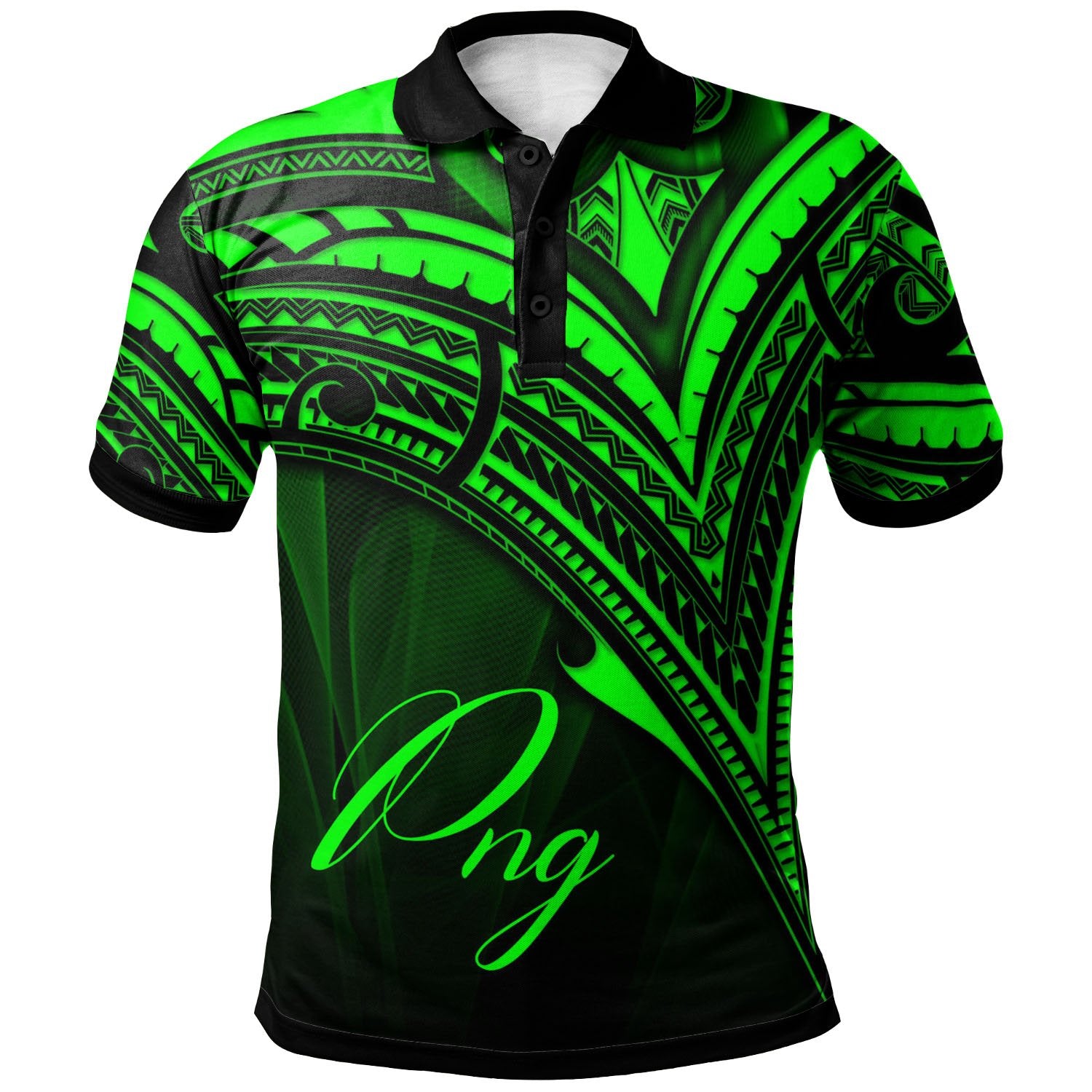 Papua New Guinea Polo Shirt Green Color Cross Style Unisex Black - Polynesian Pride
