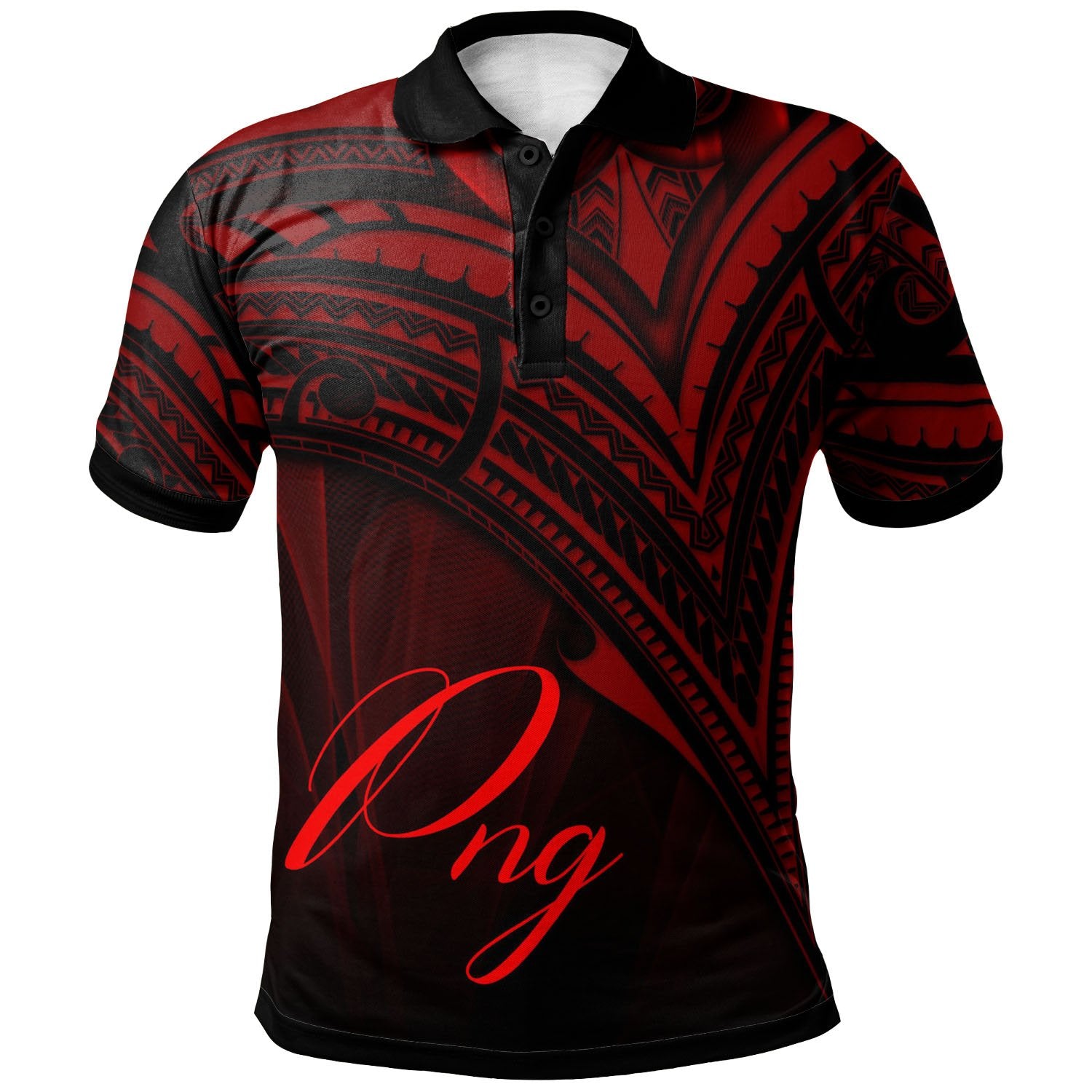 Papua New Guinea Polo Shirt Red Color Cross Style Unisex Black - Polynesian Pride