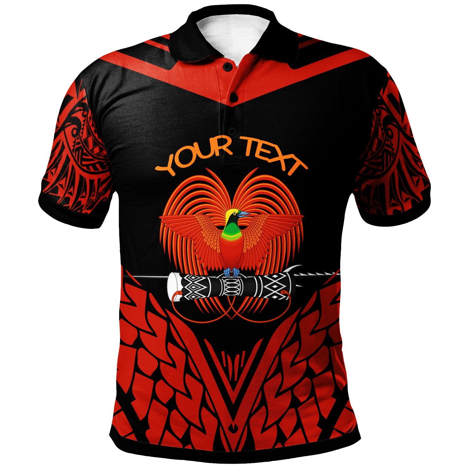 Papua New Guinea Custom Polo Shirt Unique Bird Feather Texture Unisex Red - Polynesian Pride