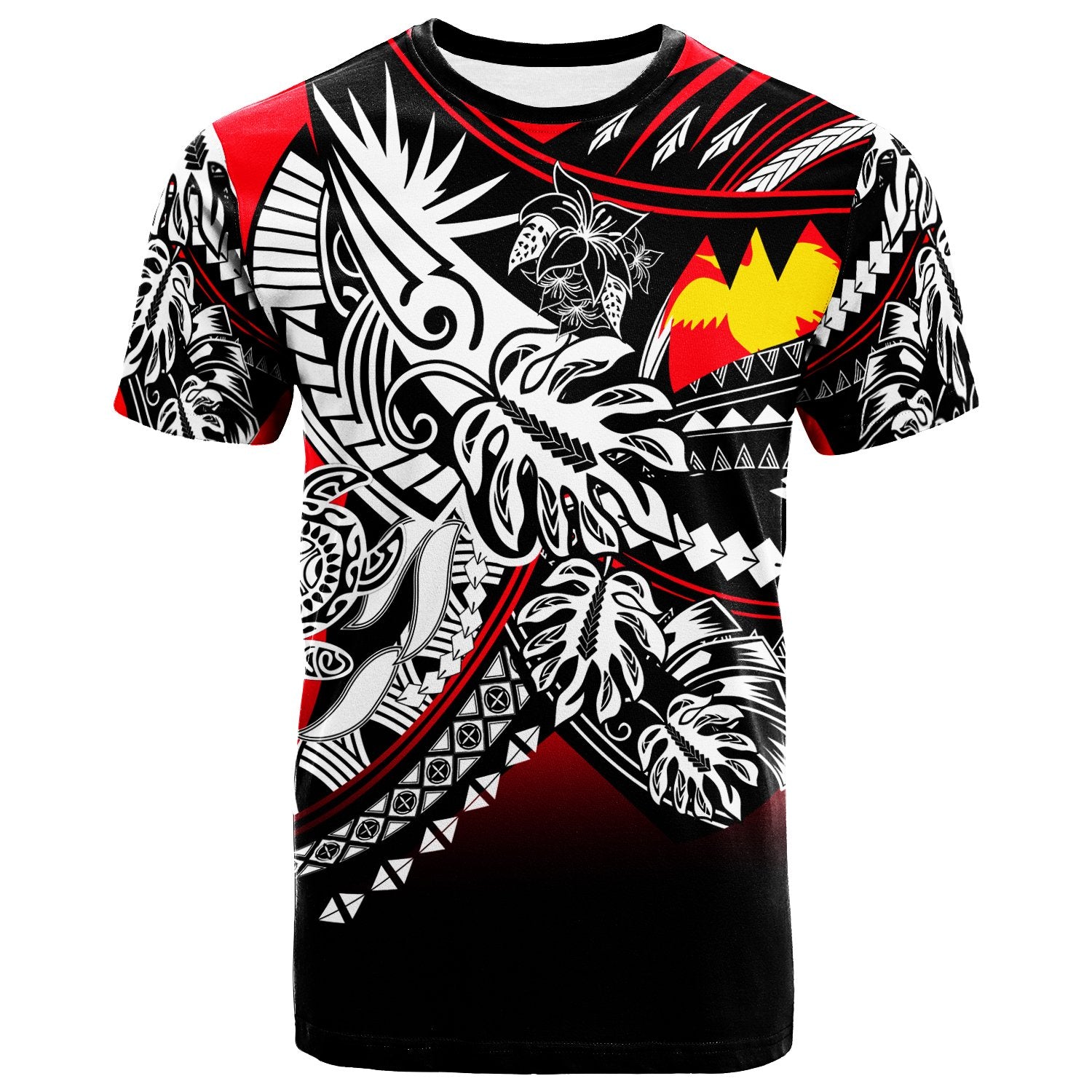 Papua New Guinea T Shirt Tribal Jungle Pattern Unisex Red - Polynesian Pride